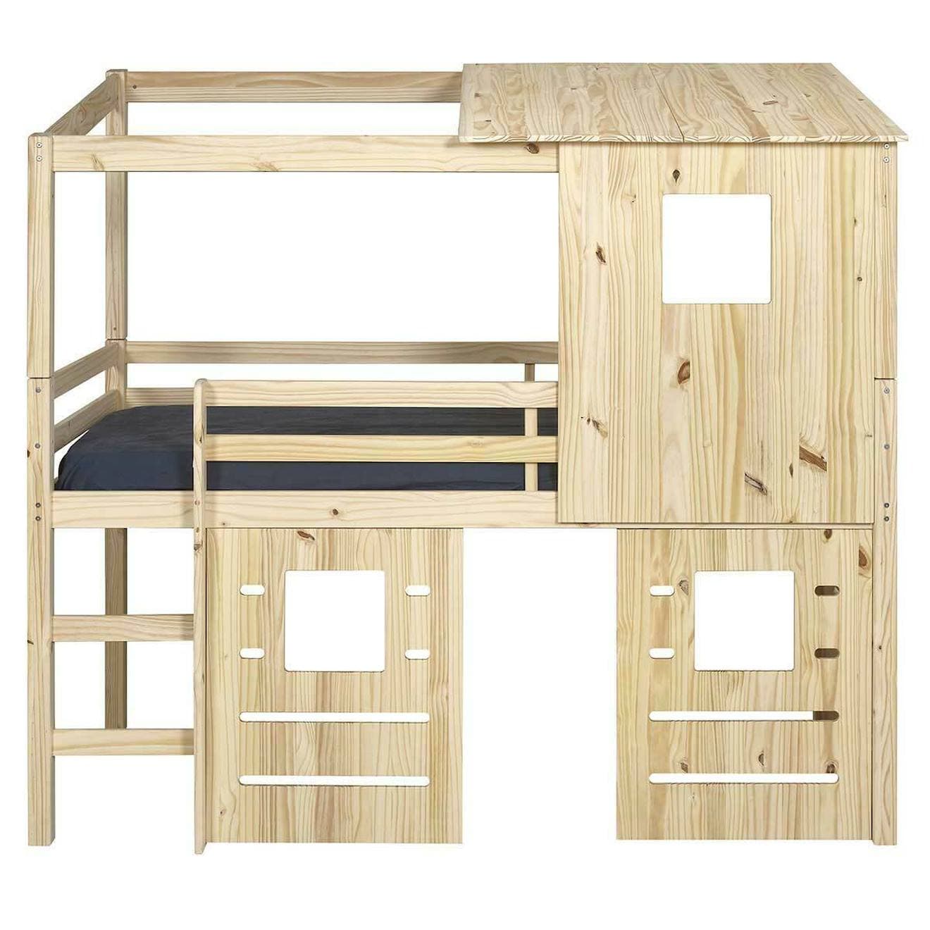 Lit cabane mi-hauteur bois massif Alma miniature 2