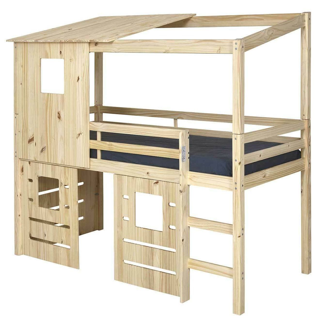 Lit cabane mi-hauteur bois massif Alma miniature 3